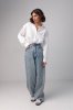 Подовжена жіноча сорочка в стилі oversize - 05213 біла