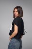 Укорочена футболка з ажурною кишенею - 08756 чорна