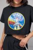 Укорочена жіноча футболка з принтом Nasa - 1259 чорна