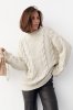В'язаний светр з косами oversize 231198 бежевий