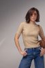 В'язана жіноча футболка в рубчик - 231250 бежева