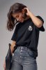 Жіноча футболка oversize з вишивкою 241023 чорна