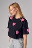 Жіноча футболка oversize із сердечками - 30410 чорна