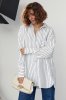 Удлиненная рубашка oversize в полоску - 3304 белый