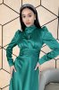 Нарядна атласна сукня зелена 51433