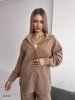 Жіночий брючний костюм з сорочкою 43122 бежевий